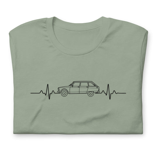 Citroën AMI8 Heartbeat T-shirt – Minimalist Line Drawing | Heartbeat Collection