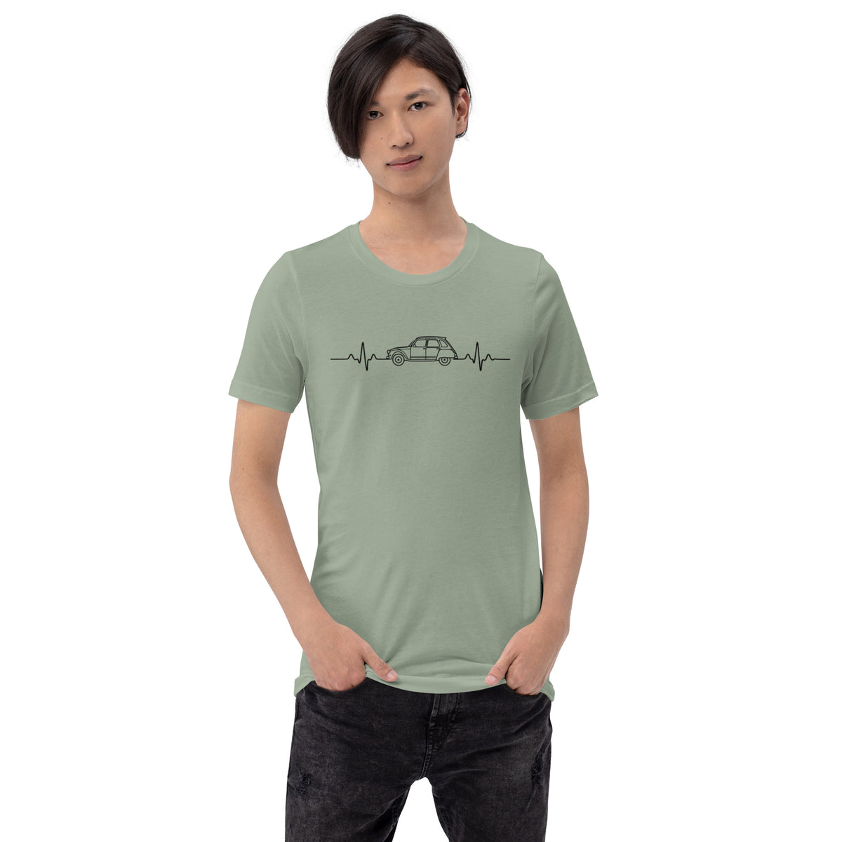 Citroën Dyane Heartbeat T-shirt – Minimalistische Lijntekening | Heartbeat Collectie