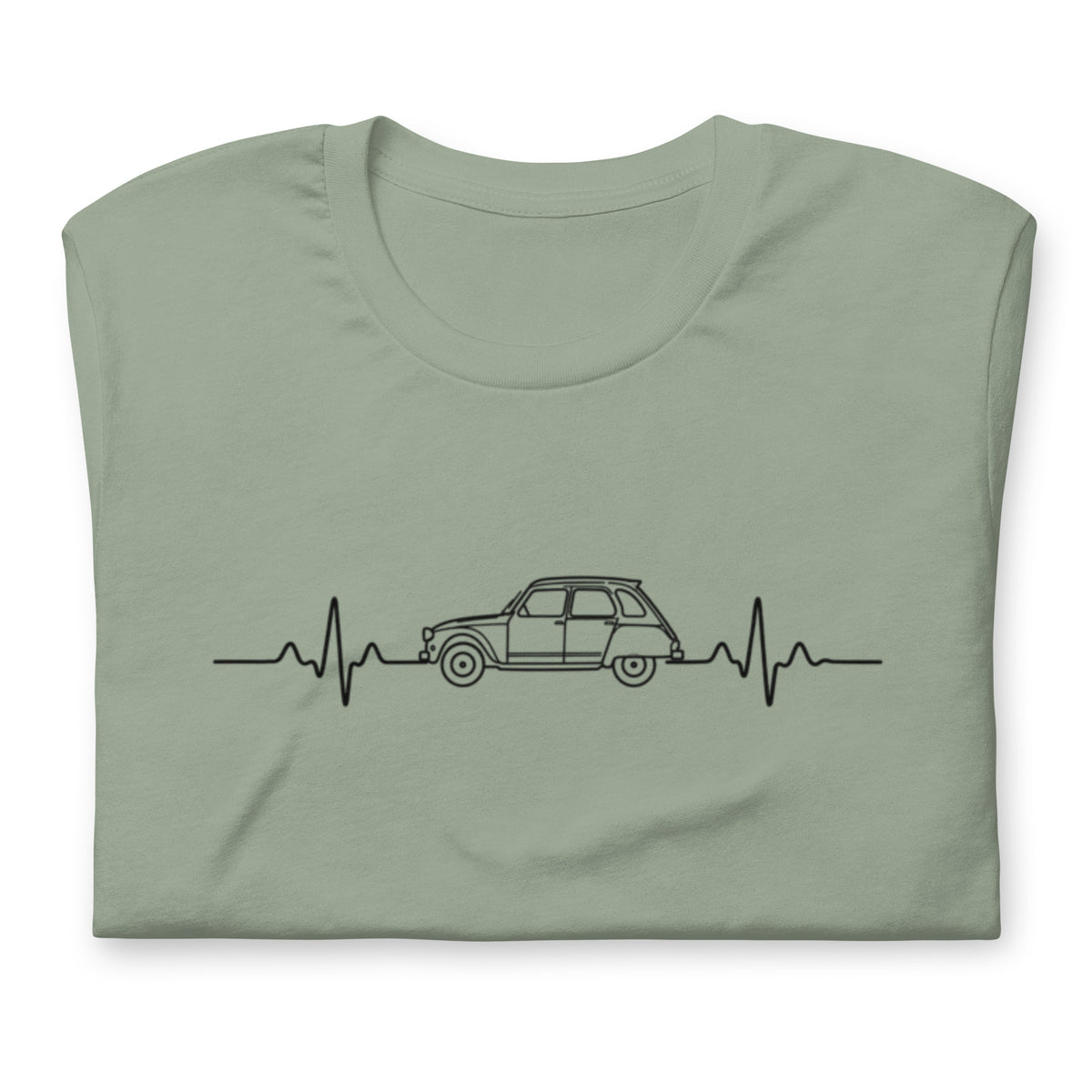 Citroën Dyane Heartbeat T-shirt – Minimalistische Lijntekening | Heartbeat Collectie