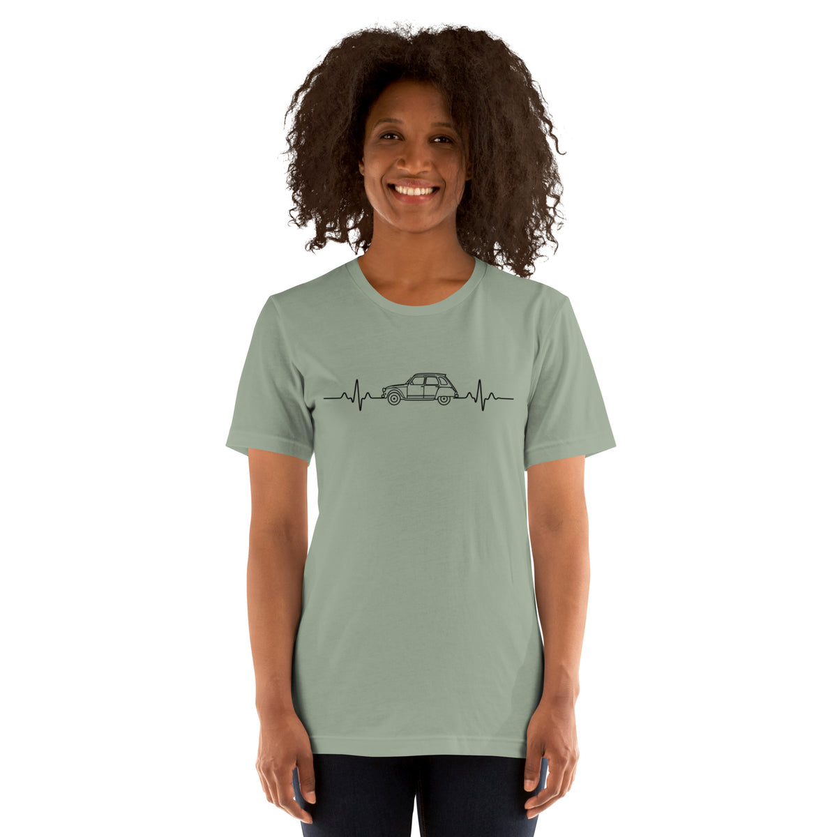 Citroën Dyane Heartbeat T-shirt – Minimalistische Lijntekening | Heartbeat Collectie