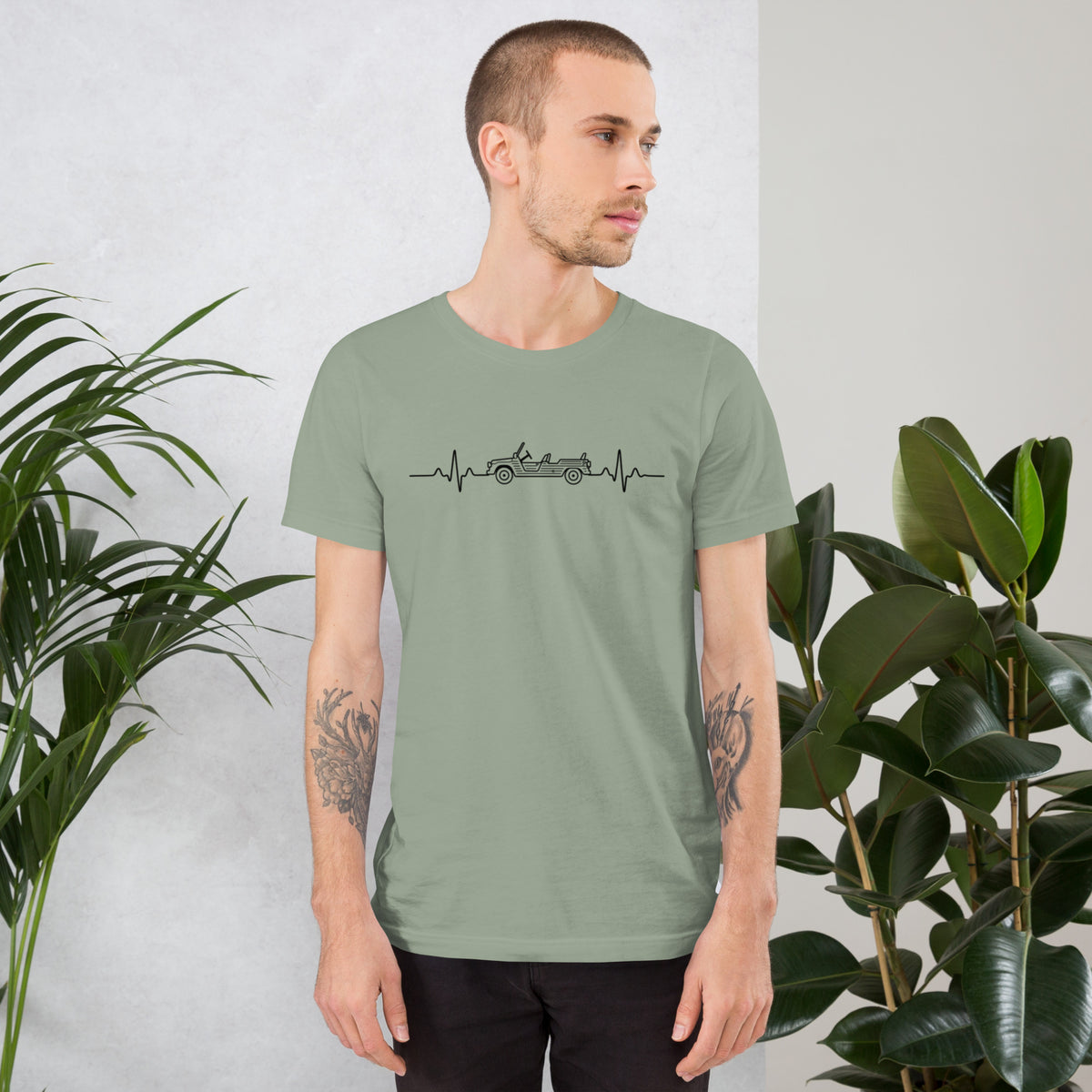 Citroën Méhari Heartbeat T-shirt – Minimalistische Lijntekening | Heartbeat Collectie