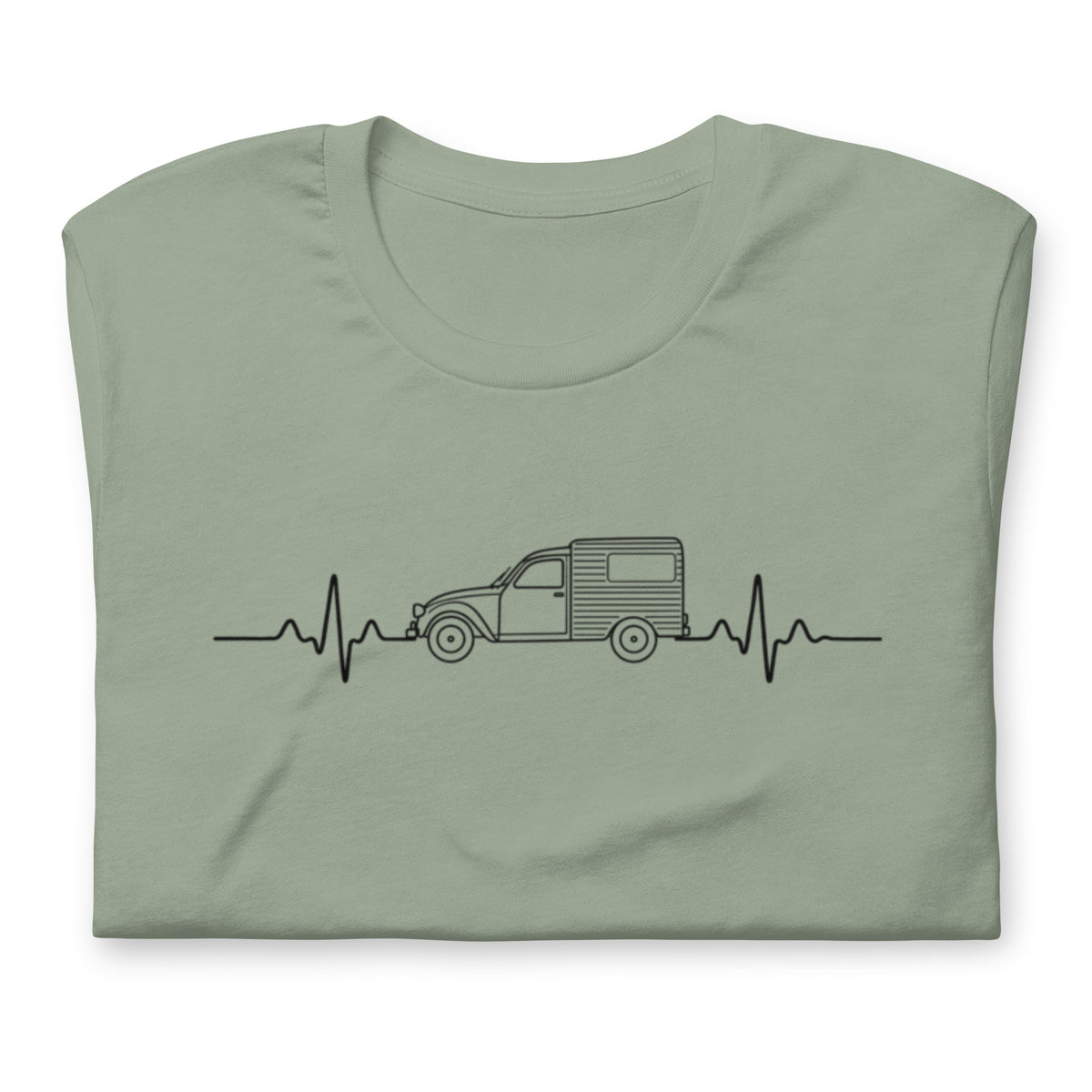 Citroën 2CV Fourgonnette Heartbeat T-shirt – Minimalist Line Drawing | Heartbeat Collection