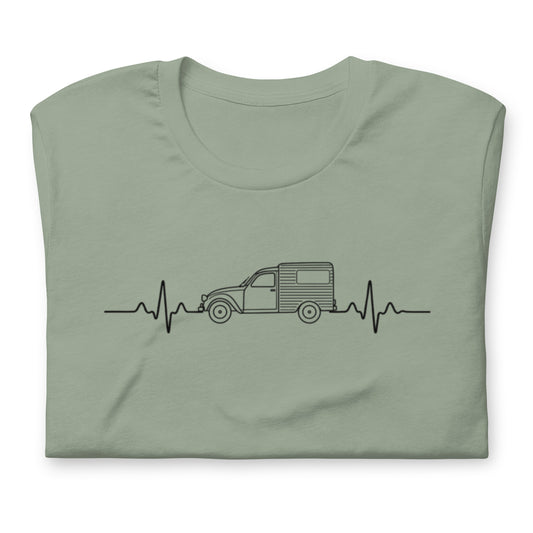 Citroën 2CV Fourgonnette Heartbeat T-shirt – Minimalist Line Drawing | Heartbeat Collection