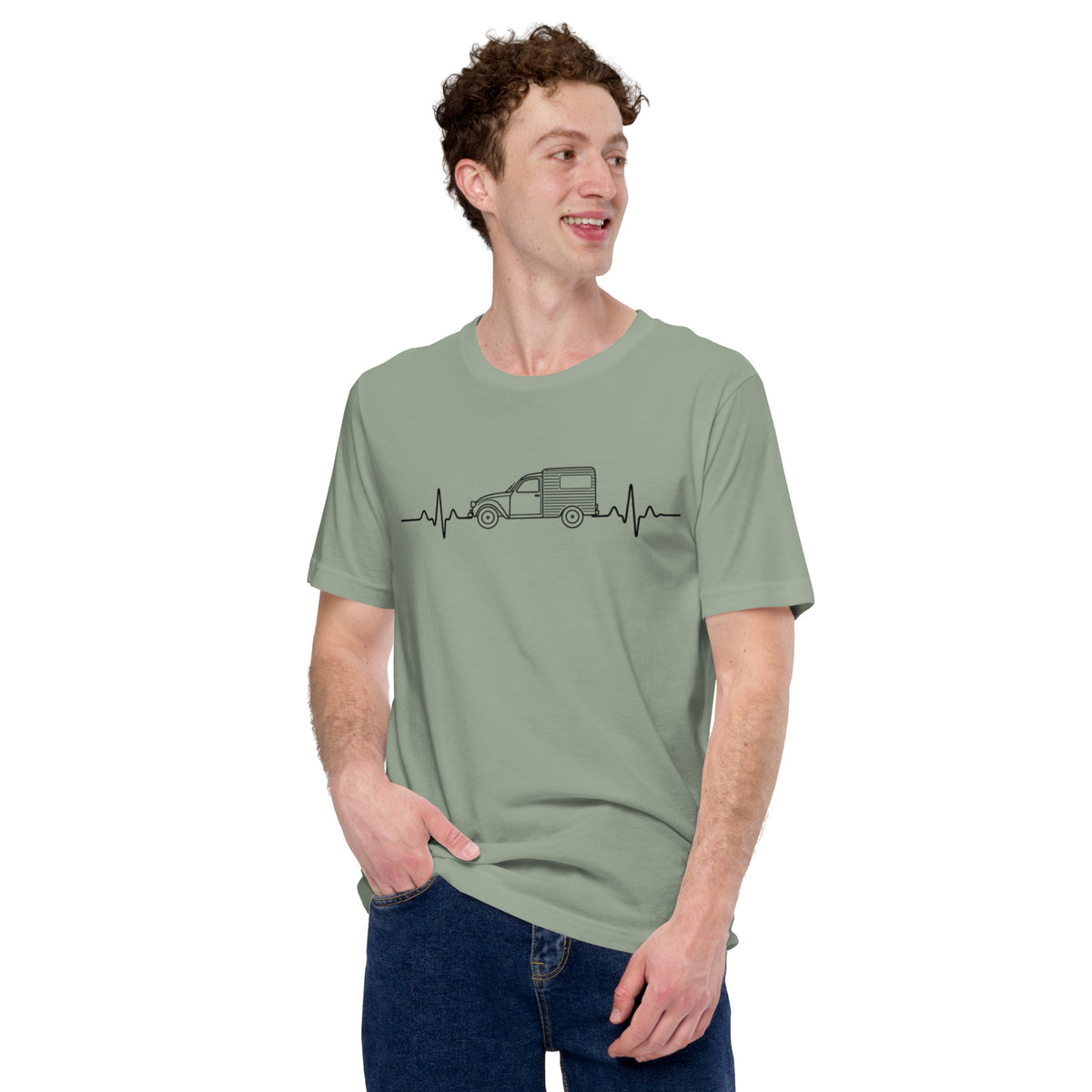 Citroën 2CV Fourgonnette Heartbeat T-shirt – Minimalist Line Drawing | Heartbeat Collection