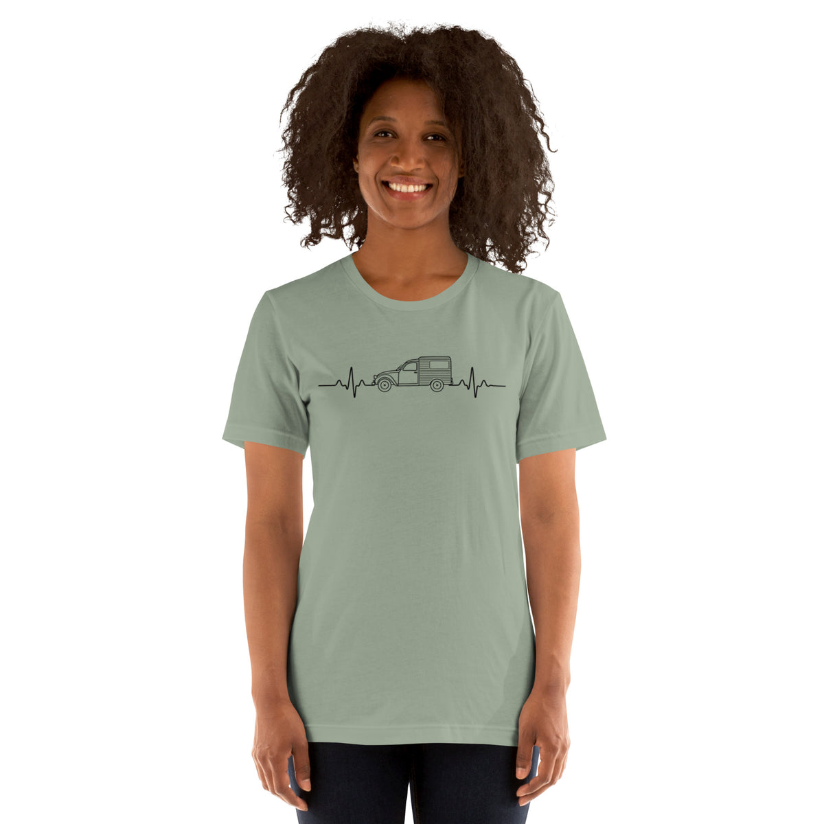 Citroën 2CV Fourgonnette Heartbeat T-shirt – Minimalist Line Drawing | Heartbeat Collection
