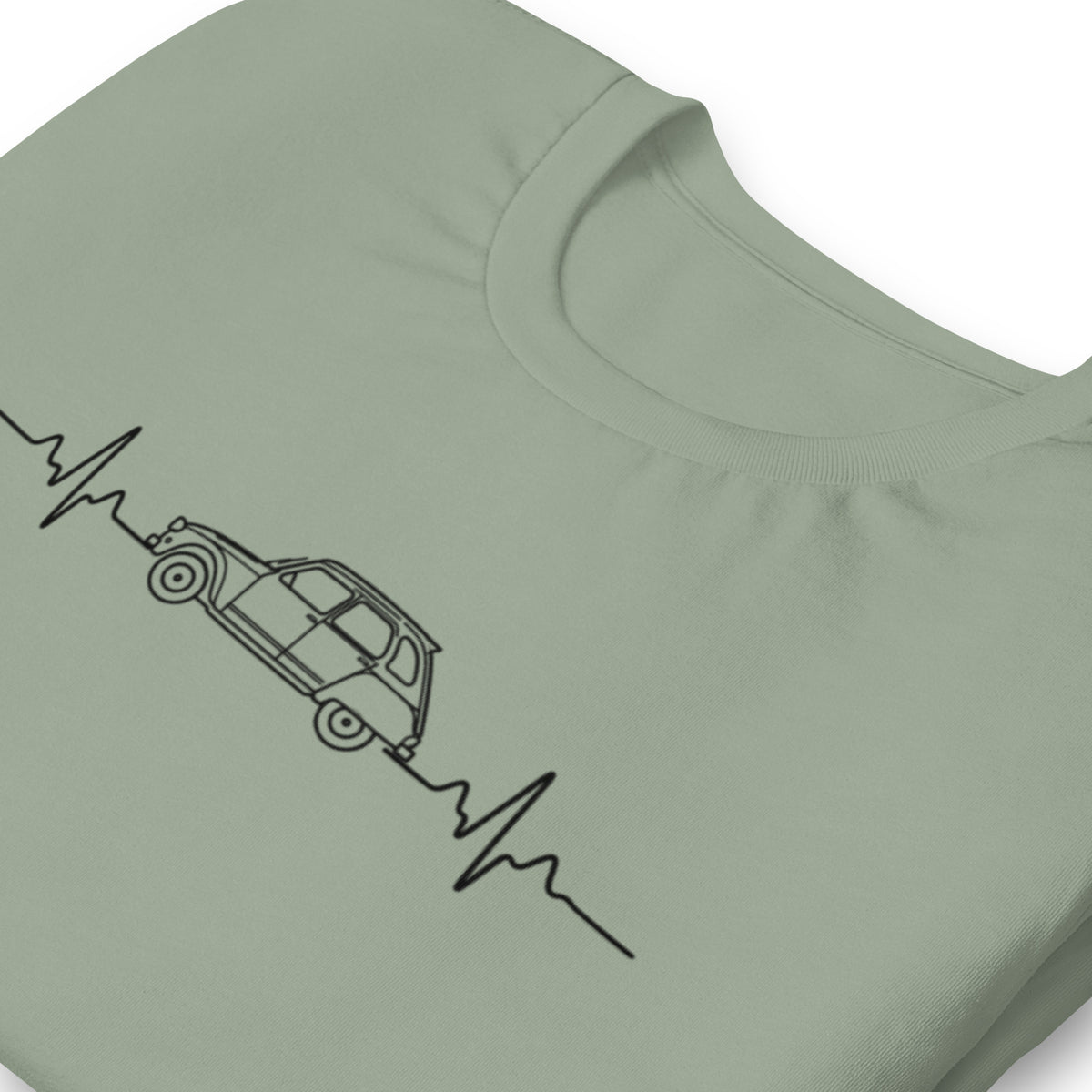 Citroën Dyane Heartbeat T-shirt – Minimalistische Lijntekening | Heartbeat Collectie