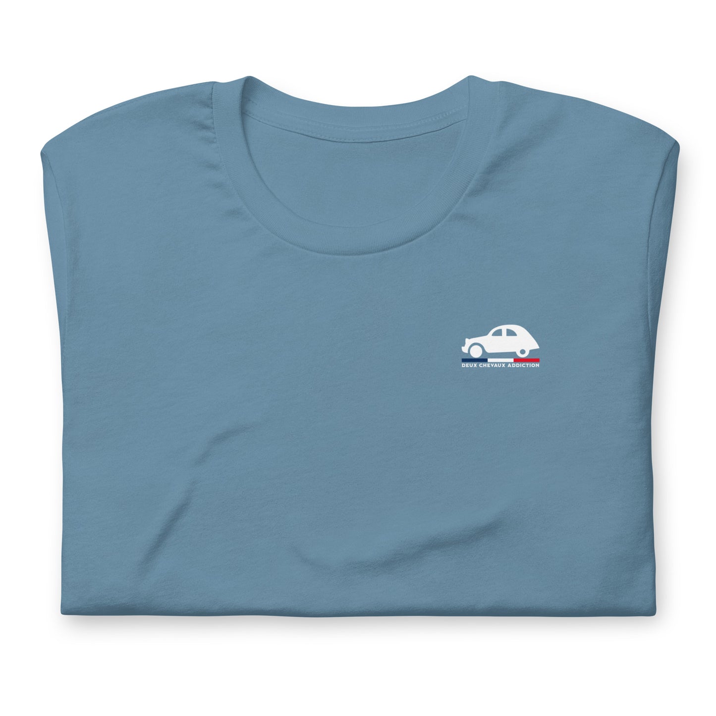👕 T-shirt “Deux Chevaux Addiction” – Voor wie met z’n hart schakelt