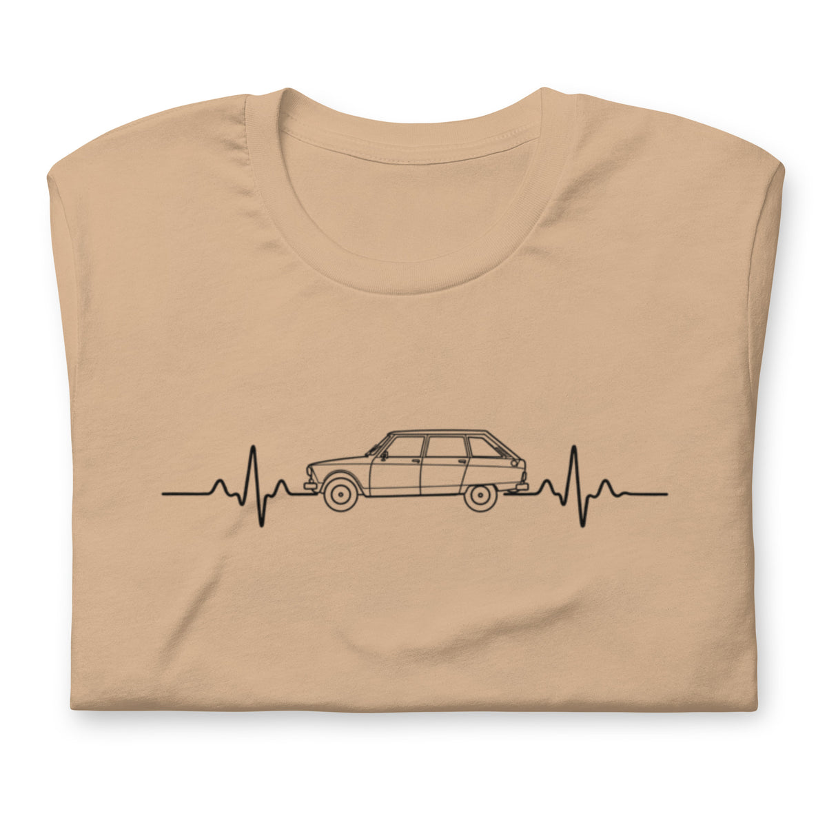 Citroën AMI8 Heartbeat T-shirt – Minimalistische Lijntekening | Heartbeat Collectie