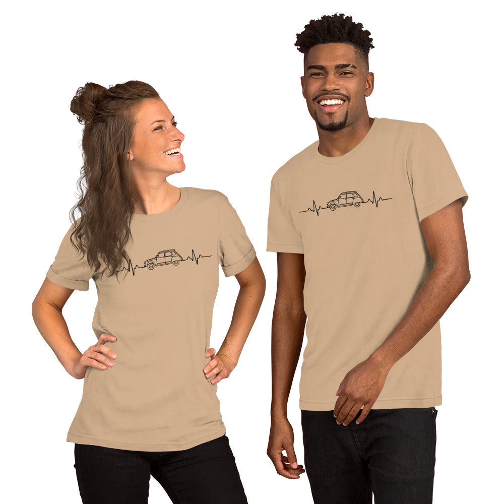 Citroën Dyane Heartbeat T-shirt – Minimalistische Lijntekening | Heartbeat Collectie