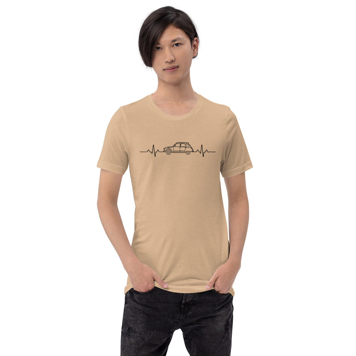 Citroën Dyane Heartbeat T-shirt – Minimalistische Lijntekening | Heartbeat Collectie