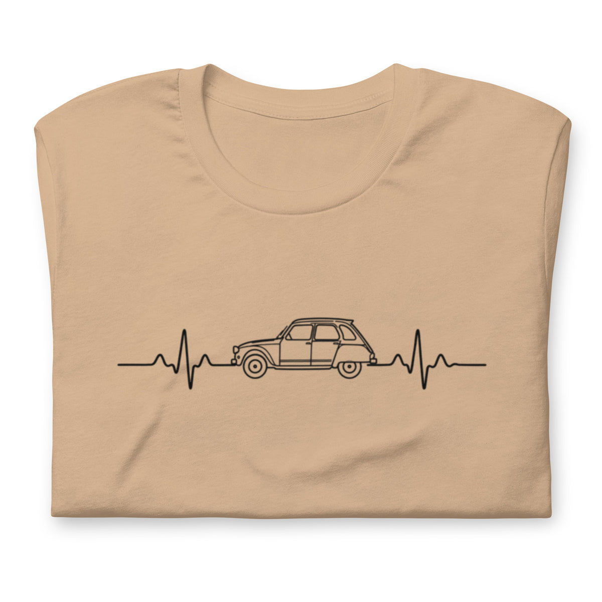 Citroën Dyane Heartbeat T-shirt – Minimalistische Lijntekening | Heartbeat Collectie
