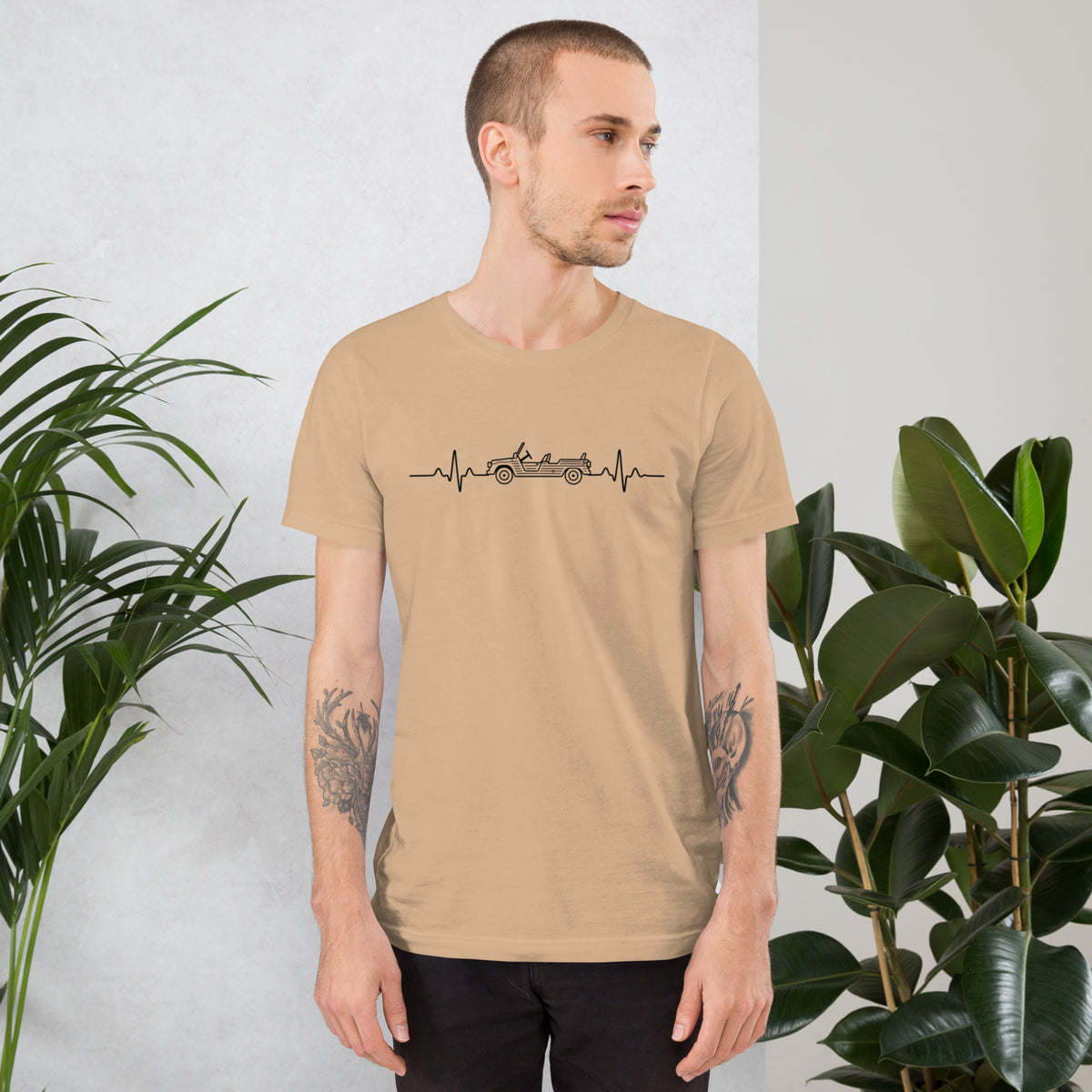 Citroën Méhari Heartbeat T-shirt – Minimalistische Lijntekening | Heartbeat Collectie