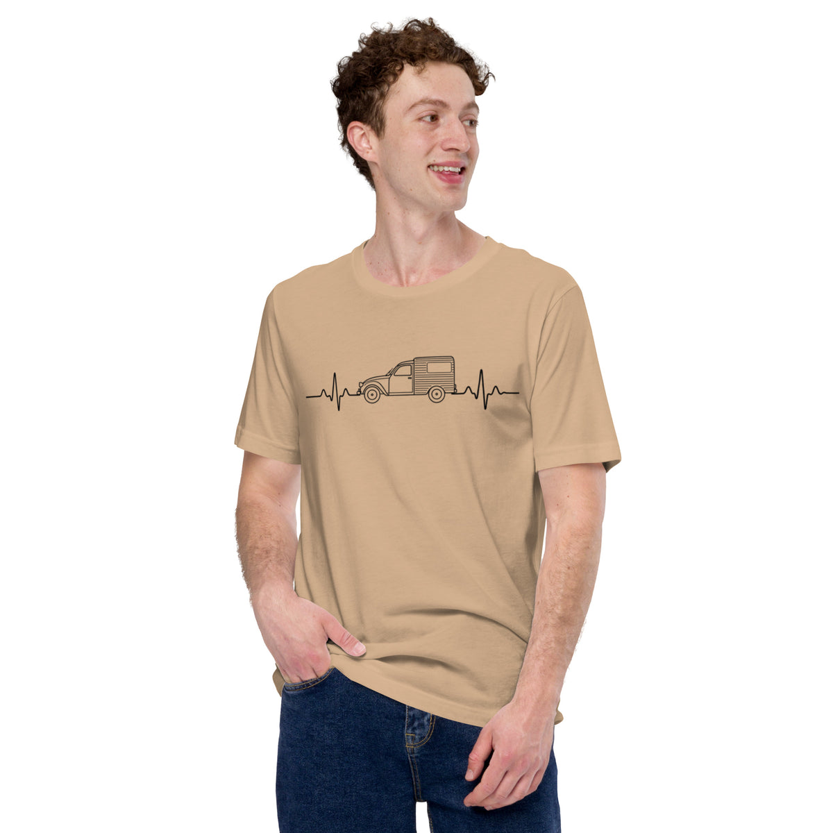Citroën 2CV Fourgonnette Heartbeat T-shirt – Minimalist Line Drawing | Heartbeat Collection