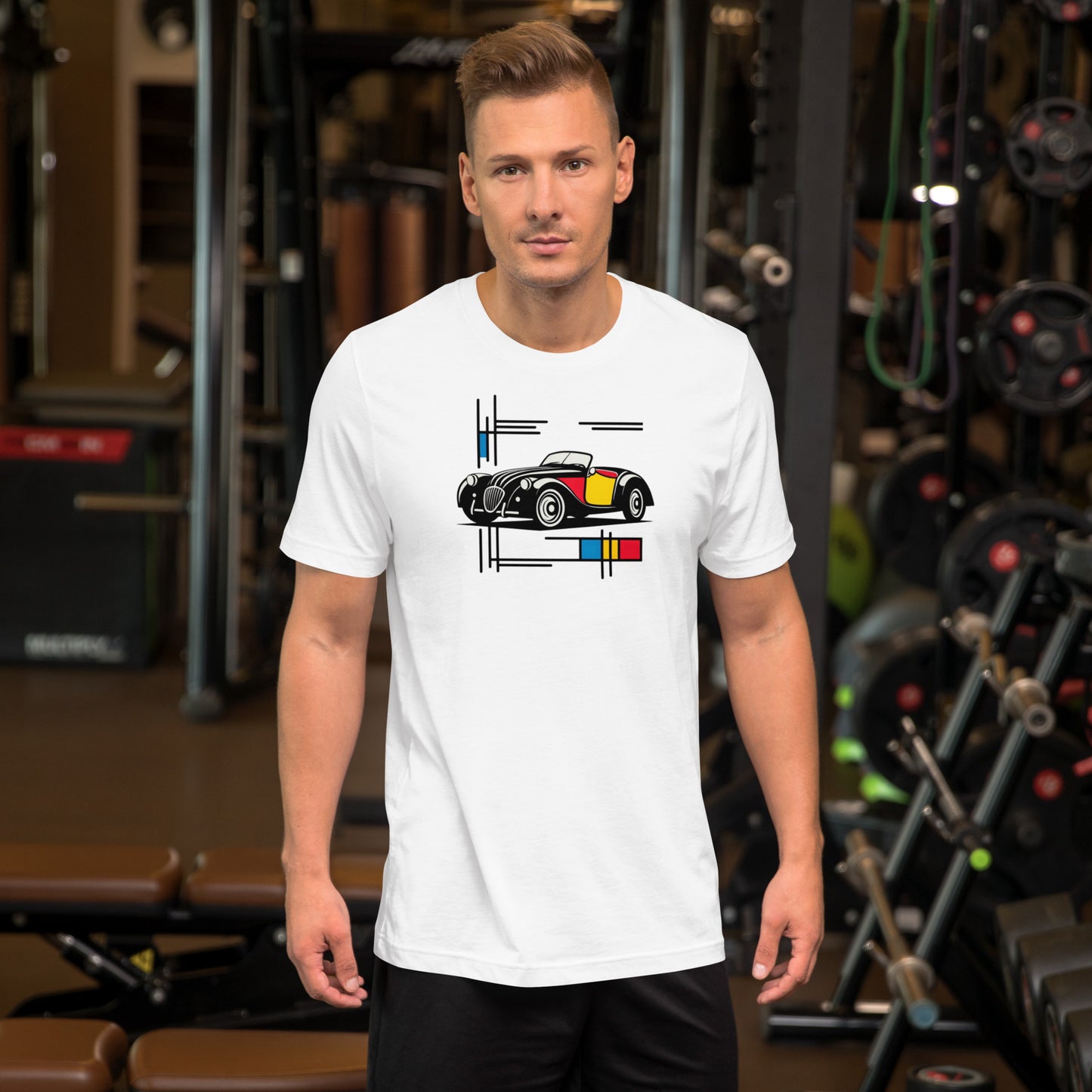 T-shirt “Mondriaan Collectie – Burton Sportscar Kleurenkunst”