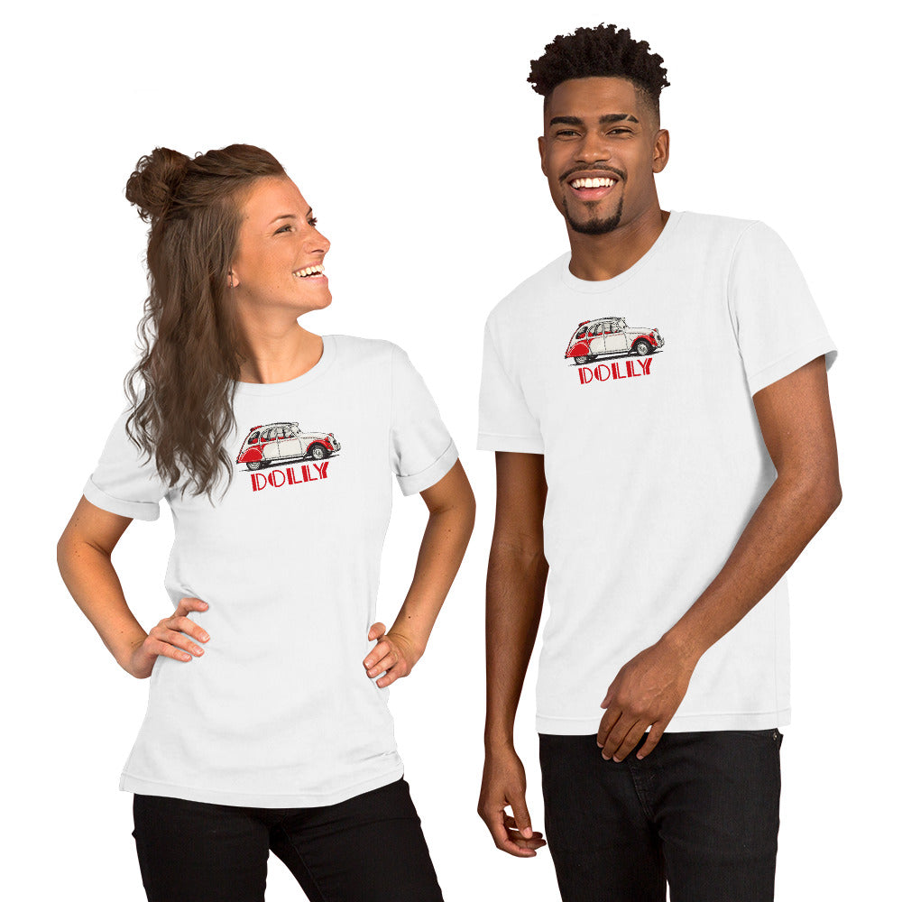 Citroën 2CV Dolly 1986 – T-shirt graphique rouge et blanc – Collection spéciale