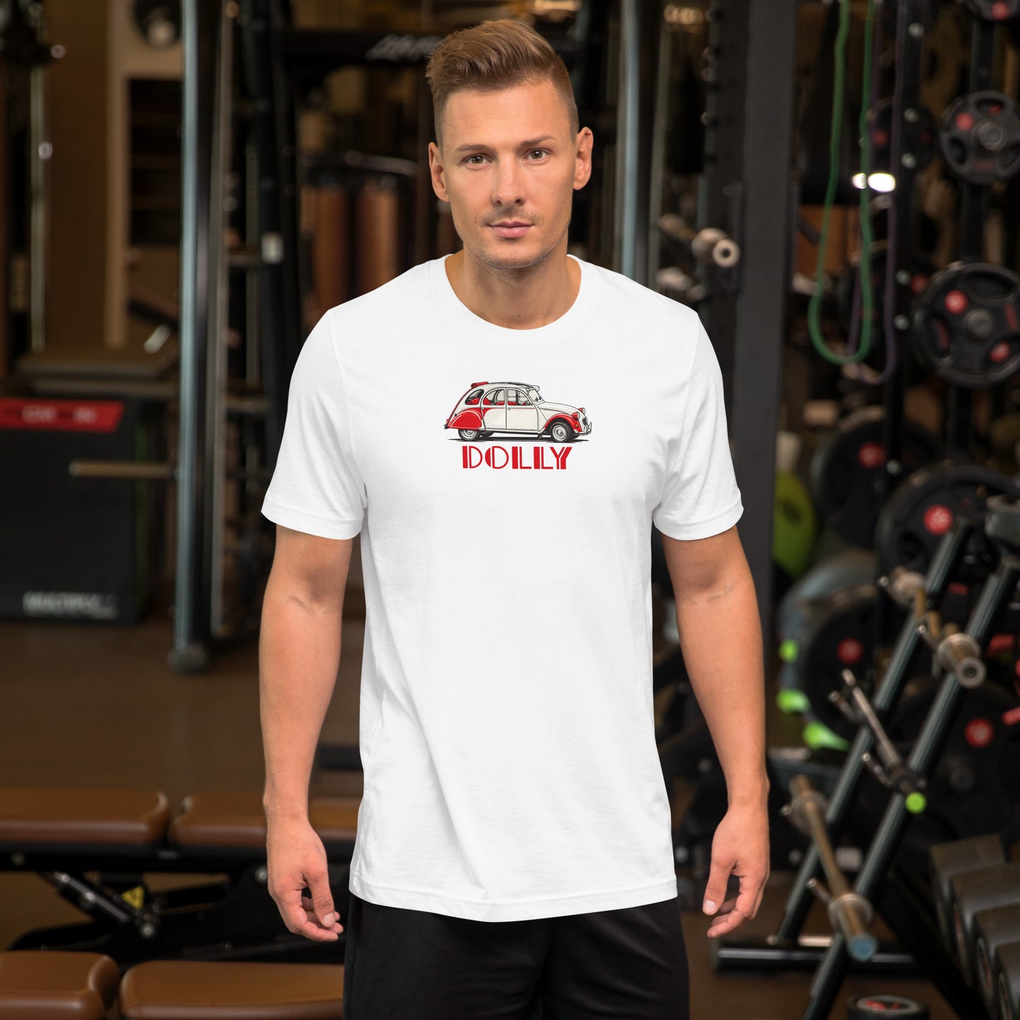Citroën 2CV Dolly 1986 – T-shirt graphique rouge et blanc – Collection spéciale