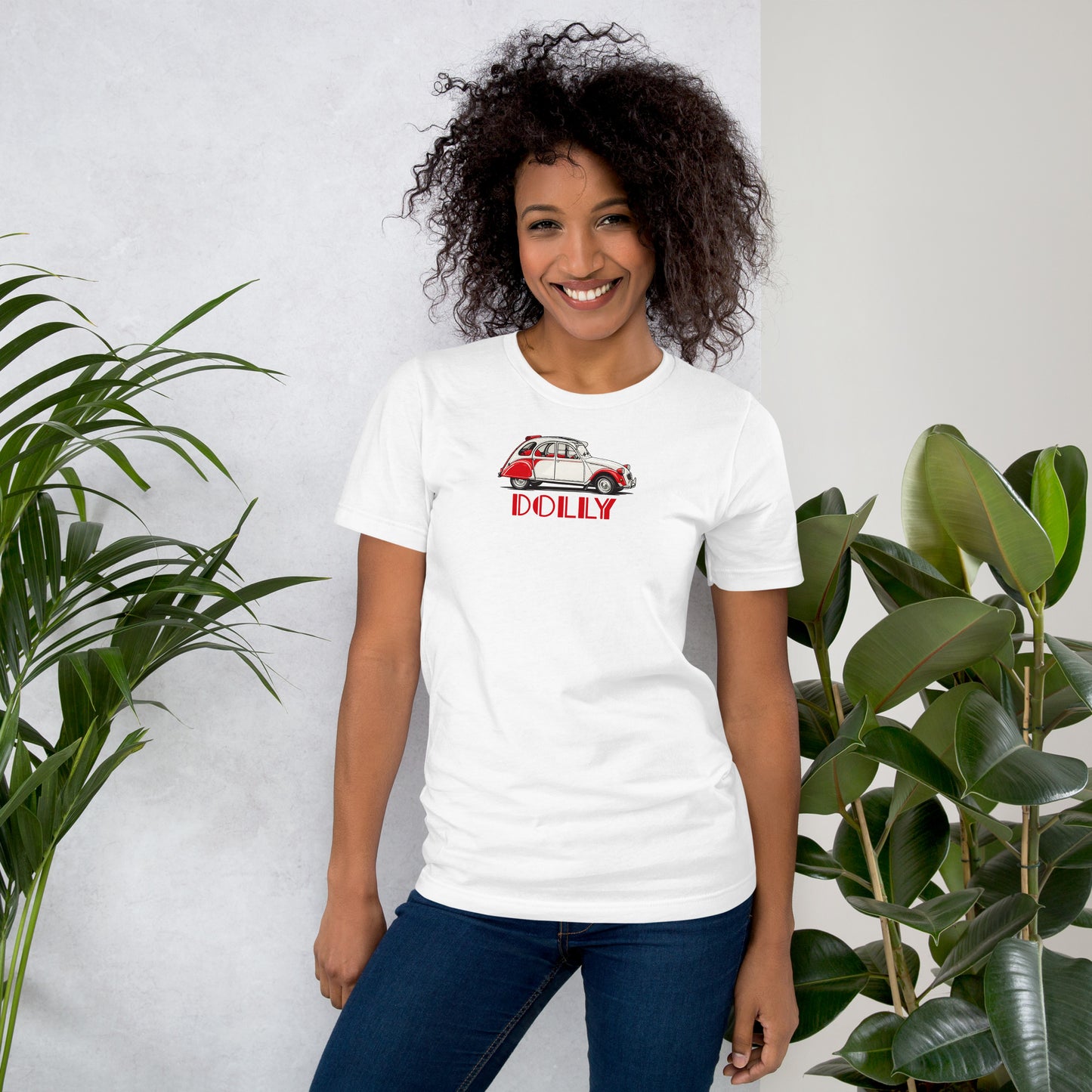 Citroën 2CV Dolly 1986 – T-shirt graphique rouge et blanc – Collection spéciale