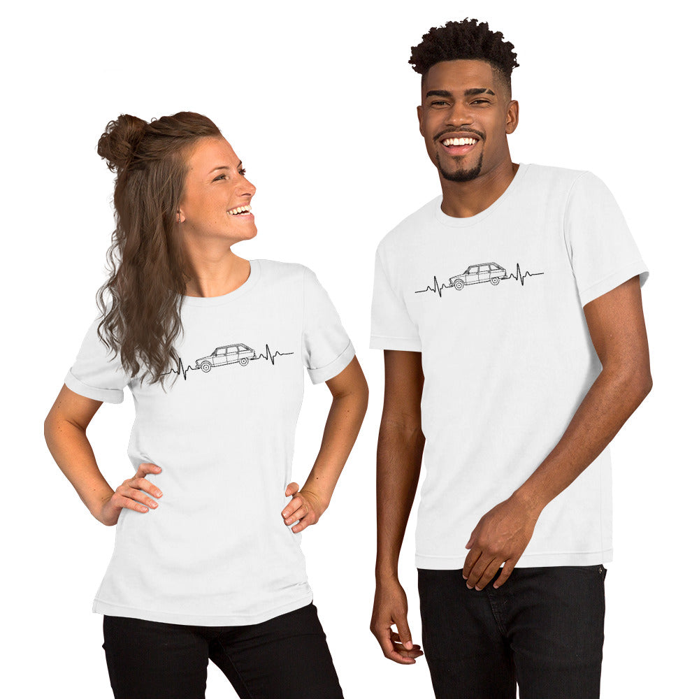 Citroën AMI8 Heartbeat T-shirt – Minimalistische Lijntekening | Heartbeat Collectie