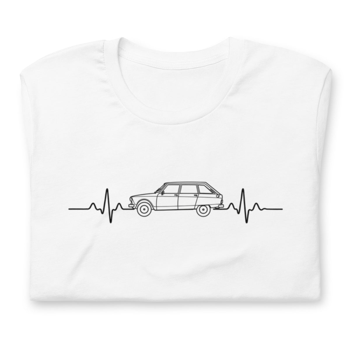 Citroën AMI8 Heartbeat T-shirt – Minimalistische Lijntekening | Heartbeat Collectie