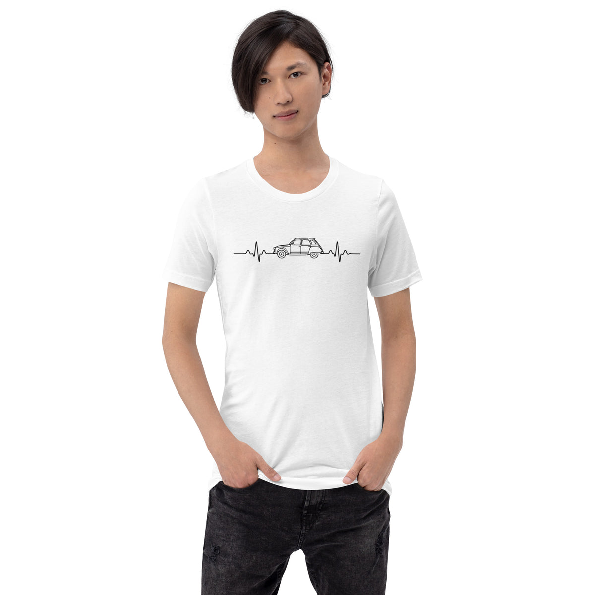 Citroën Dyane Heartbeat T-shirt – Minimalistische Lijntekening | Heartbeat Collectie