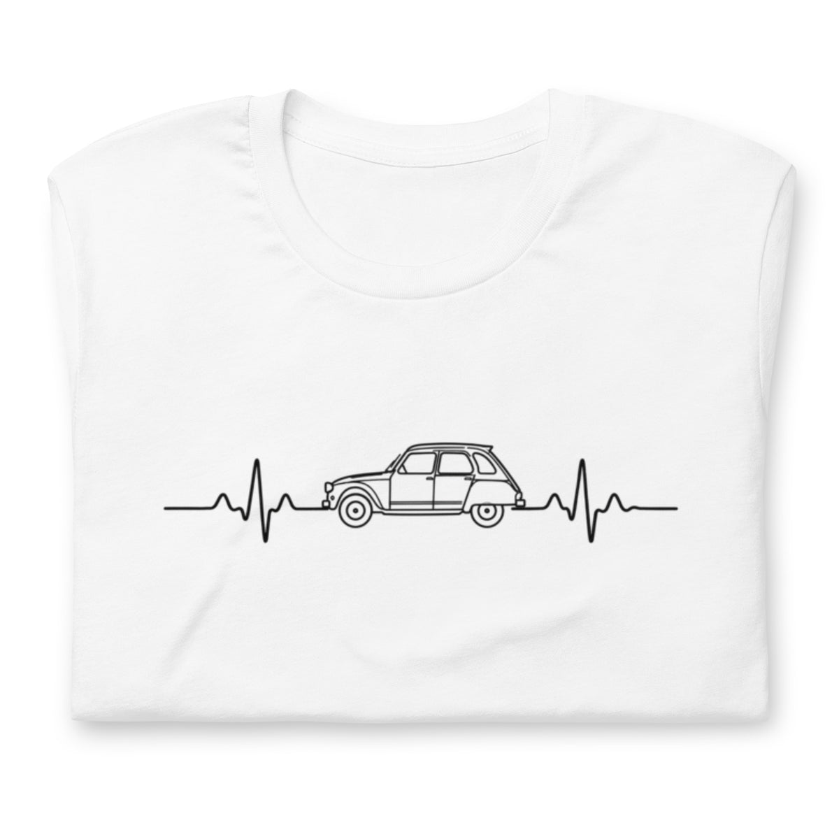 Citroën Dyane Heartbeat T-shirt – Minimalistische Lijntekening | Heartbeat Collectie