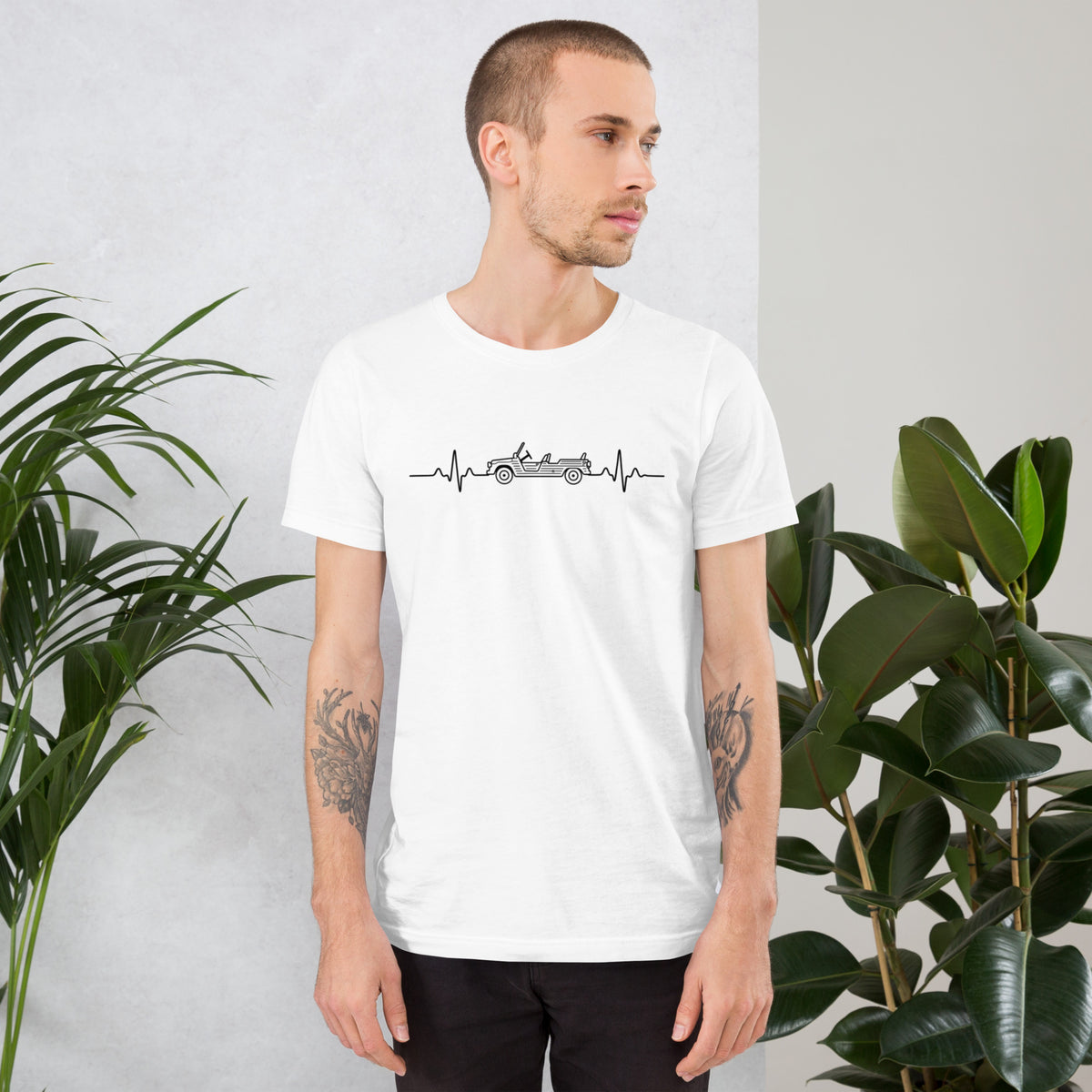 Citroën Méhari Heartbeat T-shirt – Minimalistische Lijntekening | Heartbeat Collectie