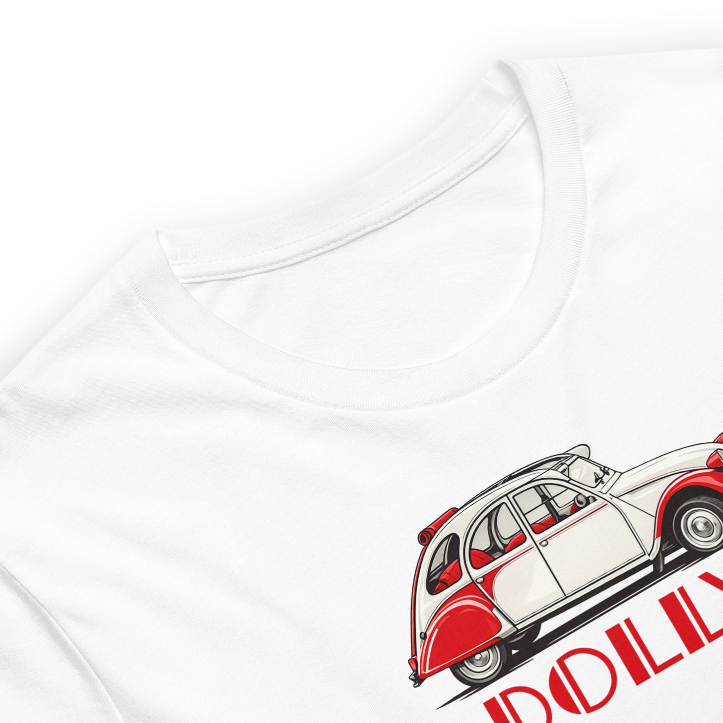 Citroën 2CV Dolly 1986 – T-shirt graphique rouge et blanc – Collection spéciale