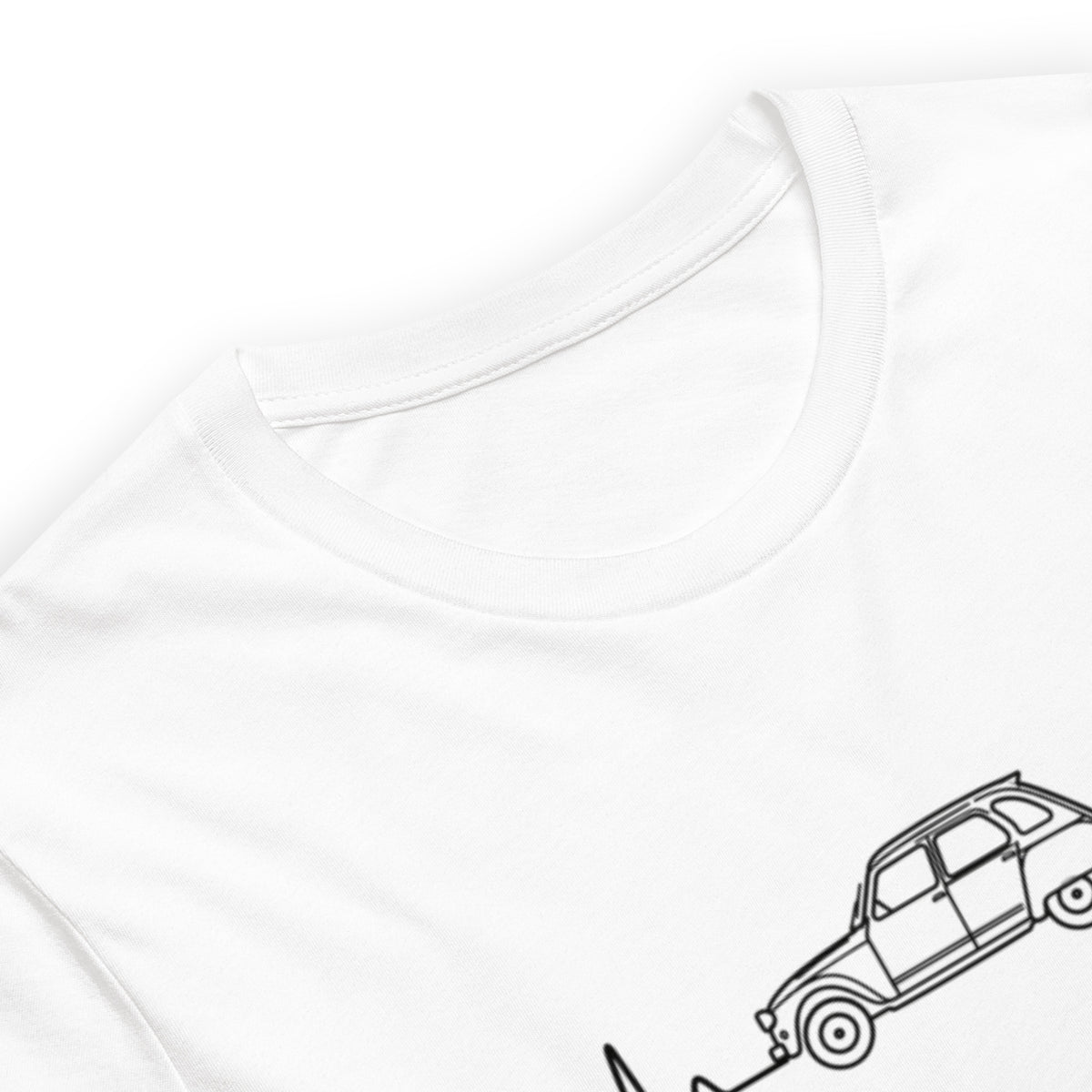 Citroën Dyane Heartbeat T-shirt – Minimalistische Lijntekening | Heartbeat Collectie