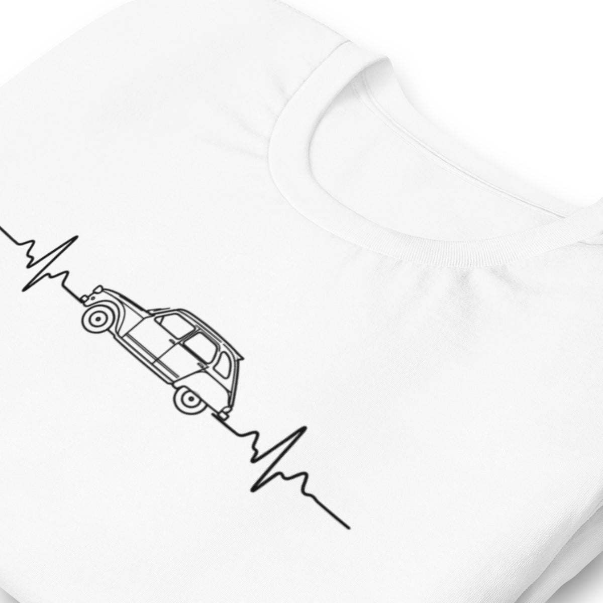 Citroën Dyane Heartbeat T-shirt – Minimalistische Lijntekening | Heartbeat Collectie