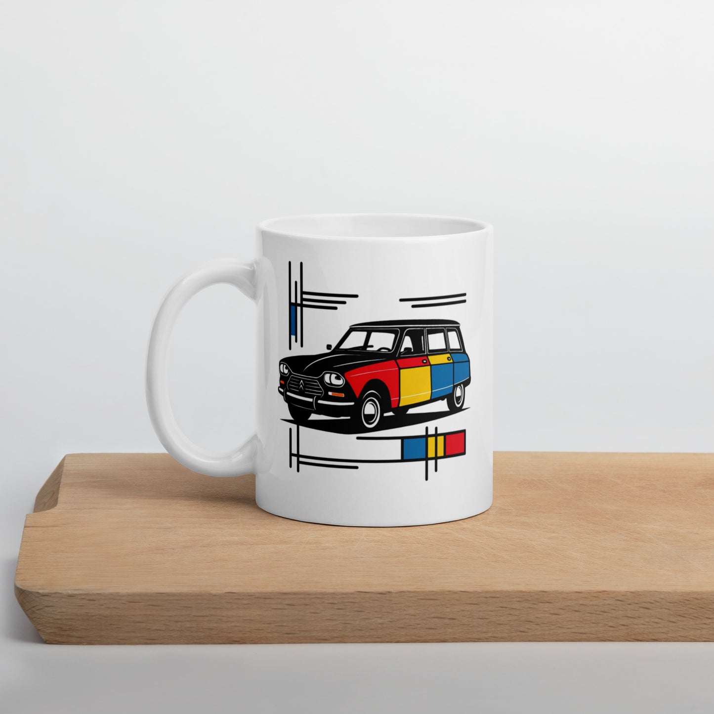 Mug Citroën Ami 8 Mondrian – Un charme rétro coloré pour chaque instant chaleureux