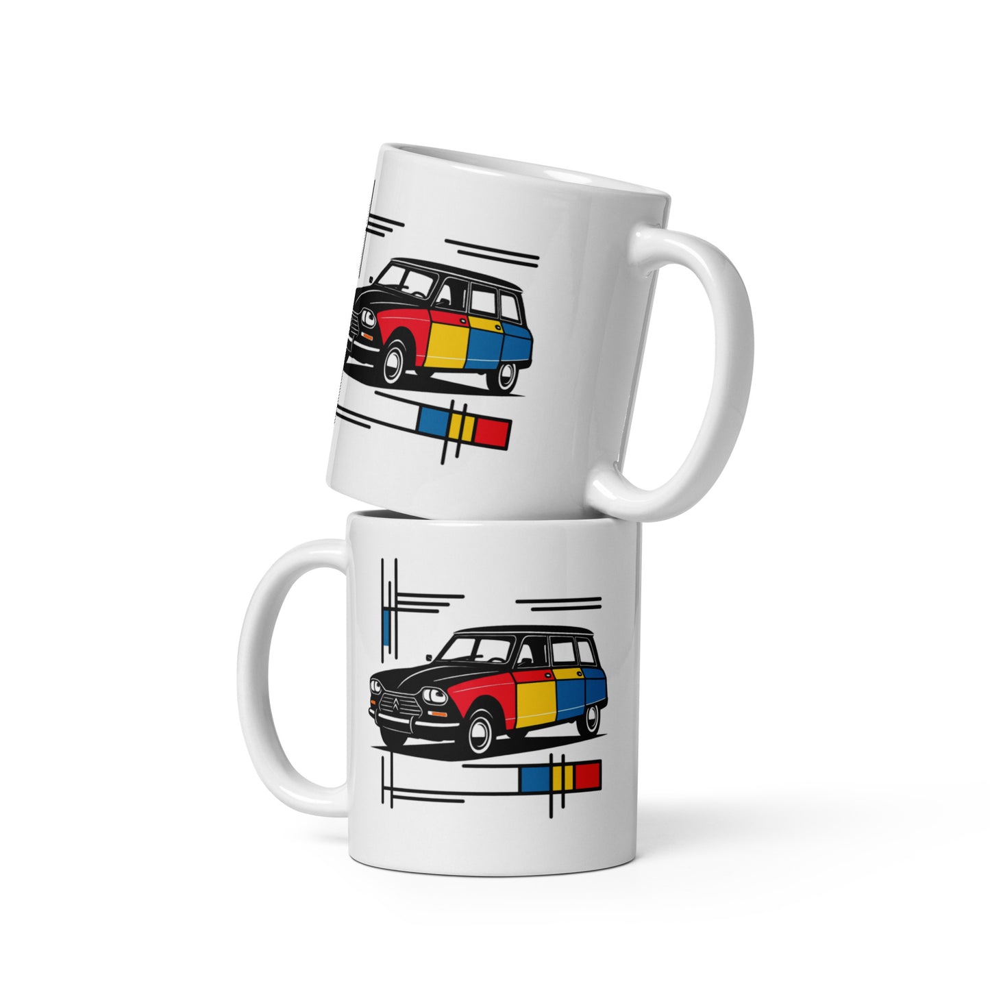 Mug Citroën Ami 8 Mondrian – Un charme rétro coloré pour chaque instant chaleureux