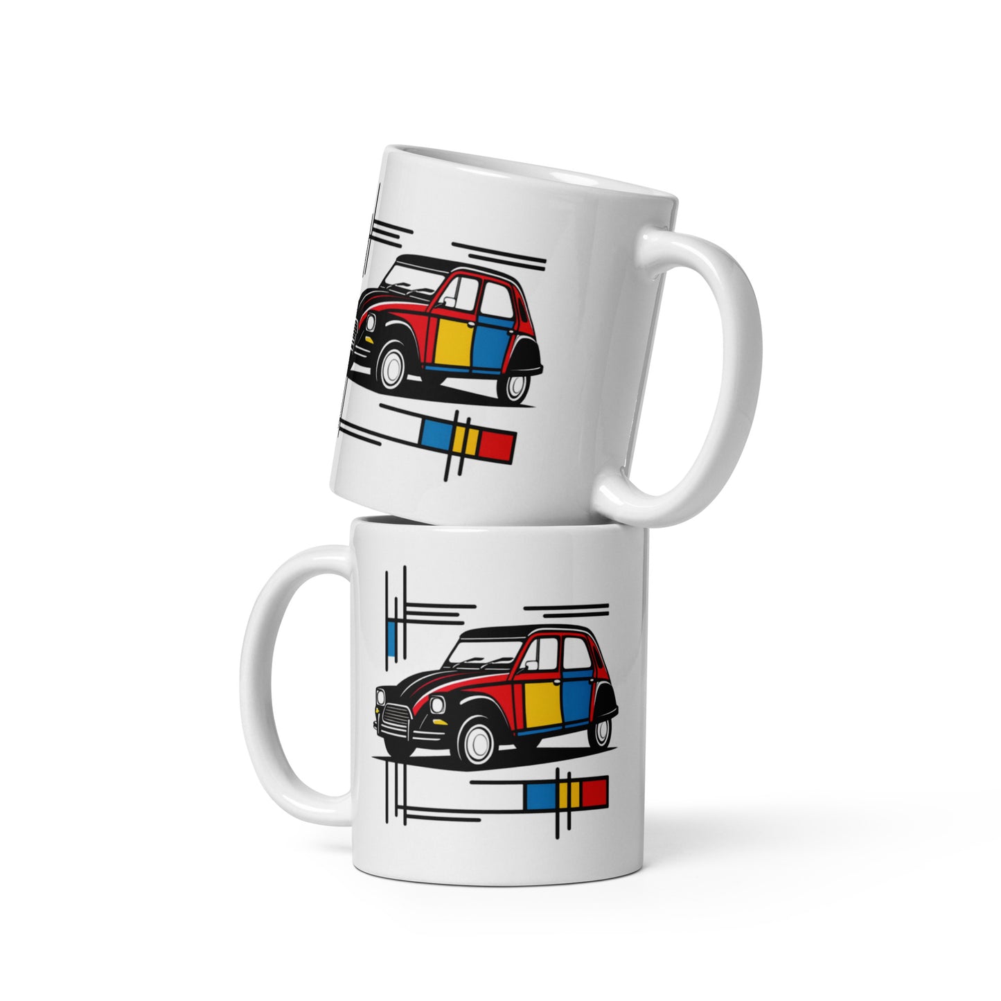 Mok Citroën Dyane Mondriaan – Een vrolijke klassieker in kunstzinnige kleuren