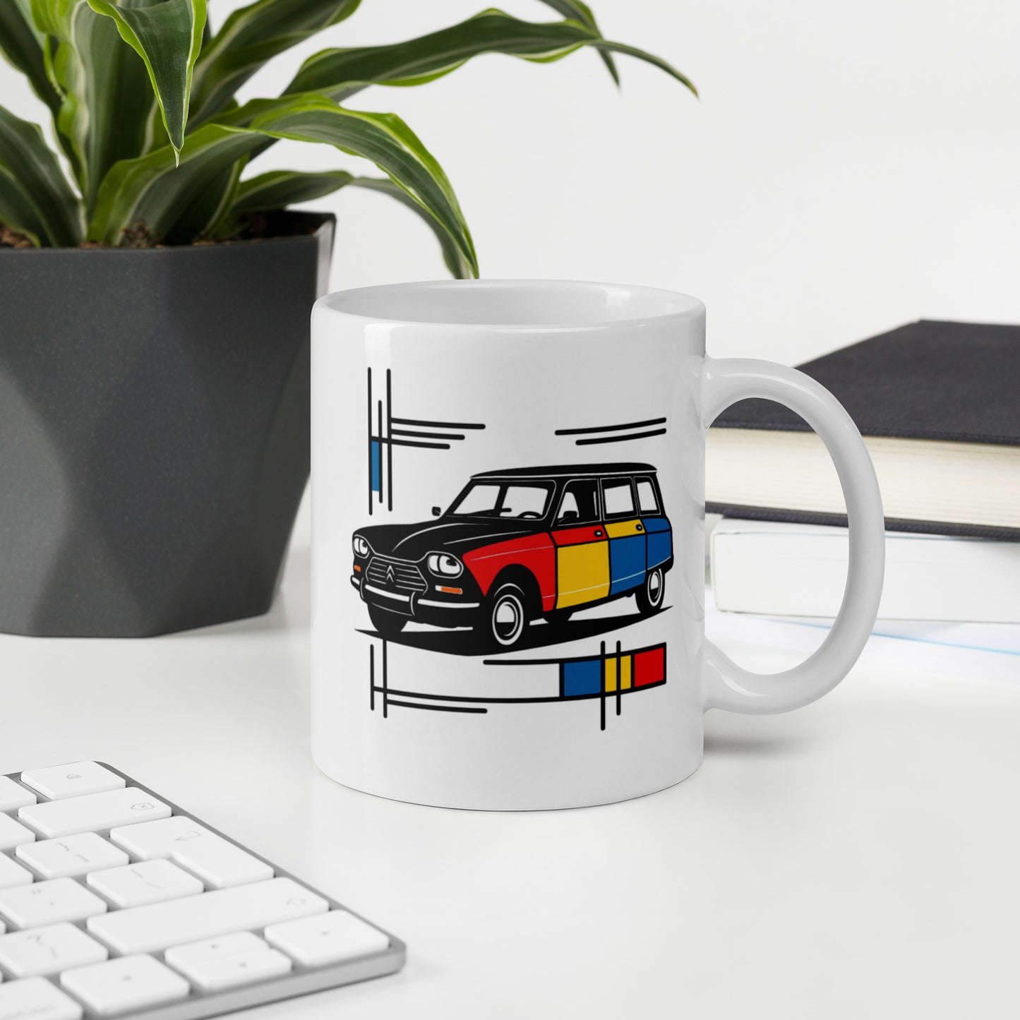 Mug Citroën Ami 8 Mondrian – Un charme rétro coloré pour chaque instant chaleureux