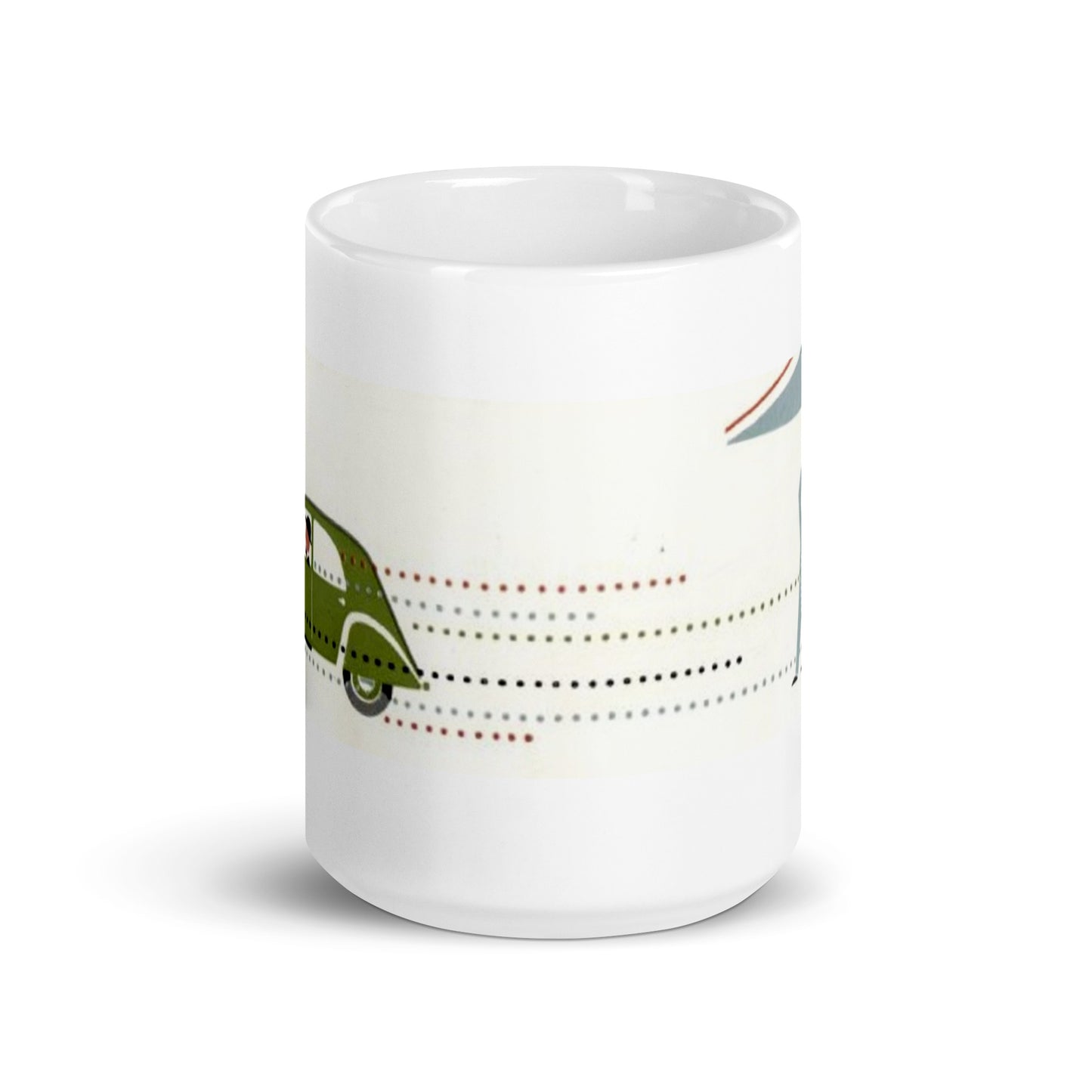 White glossy mug with economical 2cv theme available in 3 sizes