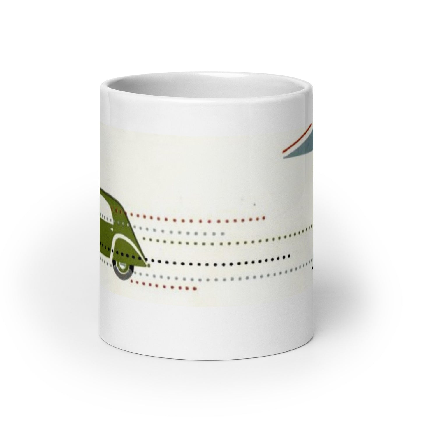 White glossy mug with economical 2cv theme available in 3 sizes